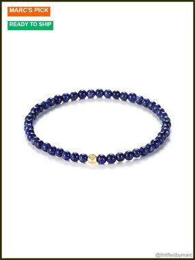 Handmade Lapis Lazuli Stretch Bracelet, Natural Gemstone Beaded Good Luck
